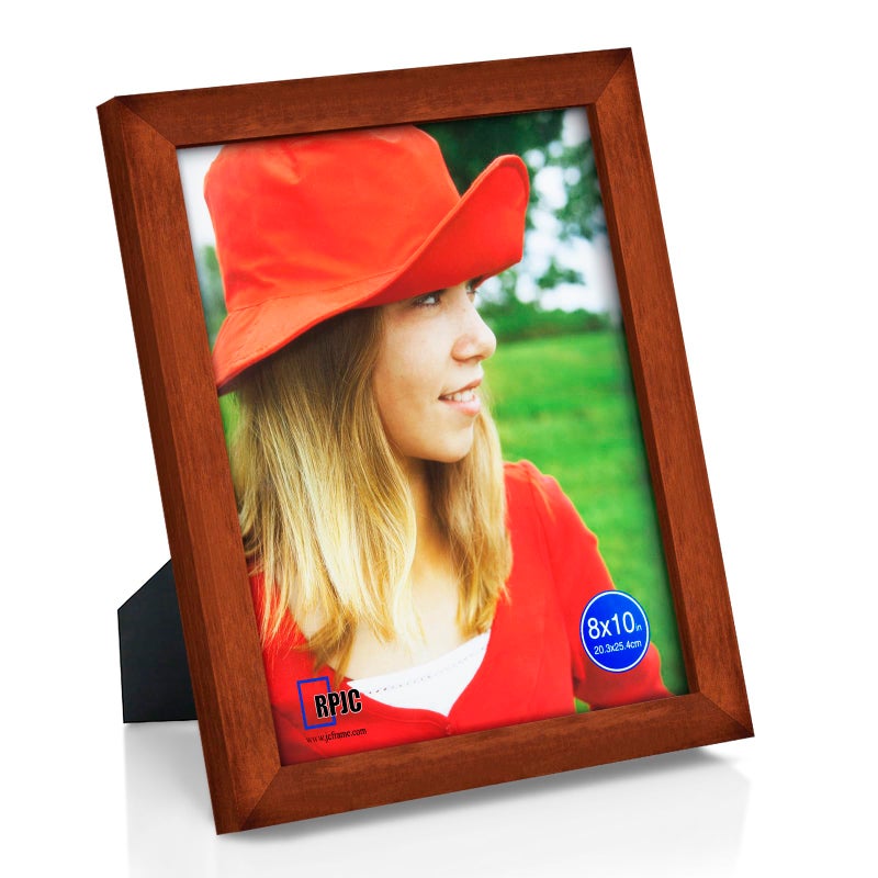 RPJC 8x10 Inch Picture Frame Made of Solid Wood High Definition Glass for Table Top Display and Wall Mounting Photo Frame Brown - Image 1